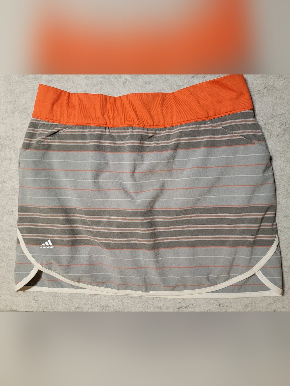 Adidas Rangewear Fashion Golf Skort Grey Orange Striped Skirt Size Medium